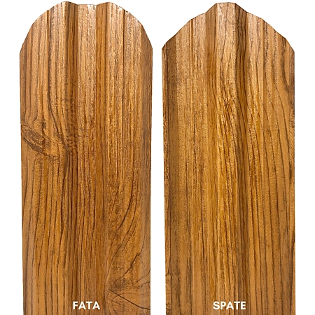 Sipca metalica pentru gard Tisa, stejar, 0.50 mm grosime, 1500 x 115 mm, 25 bucati + 50 bucati surub autoforant